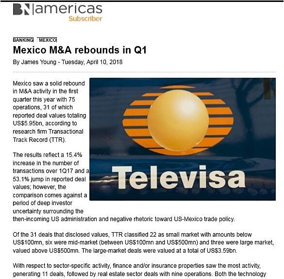 Mexico M&A rebounds in Q1
